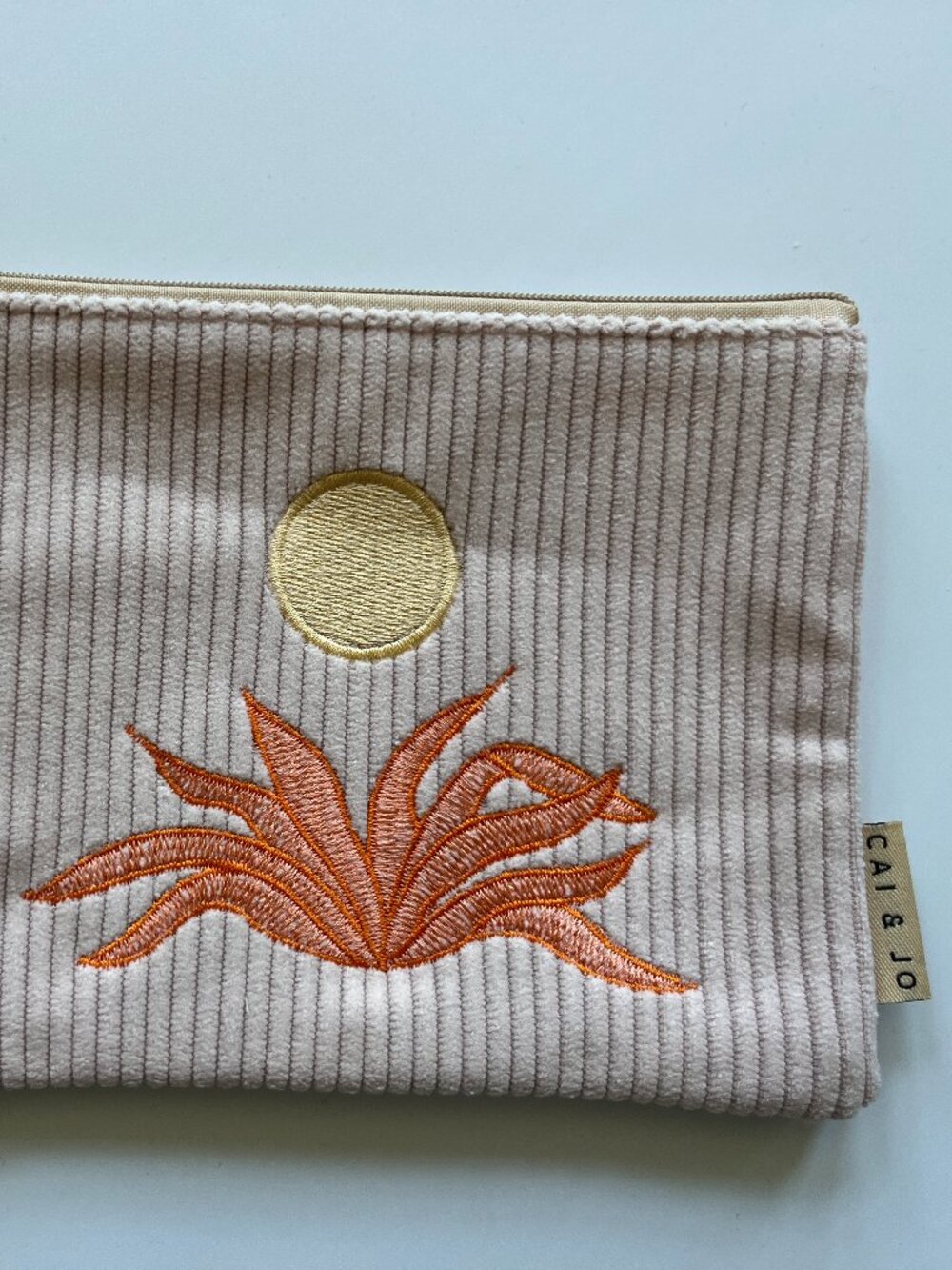 Cai & Jo Corduroy Zip Pouch in Pale Pink